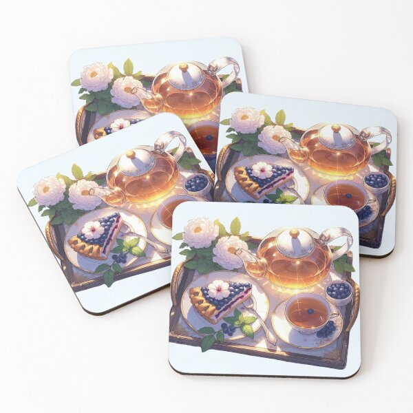 Item preview, blueberry pie and tea food tray designed and sold by SunsetStar.