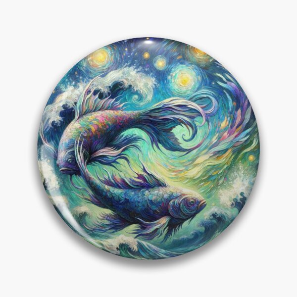 Item preview, Pisces Zodiac sign inspired by Van Gogh designed and sold by ZodiBlend.