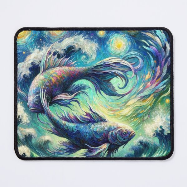 Item preview, Pisces Zodiac sign inspired by Van Gogh designed and sold by ZodiBlend.