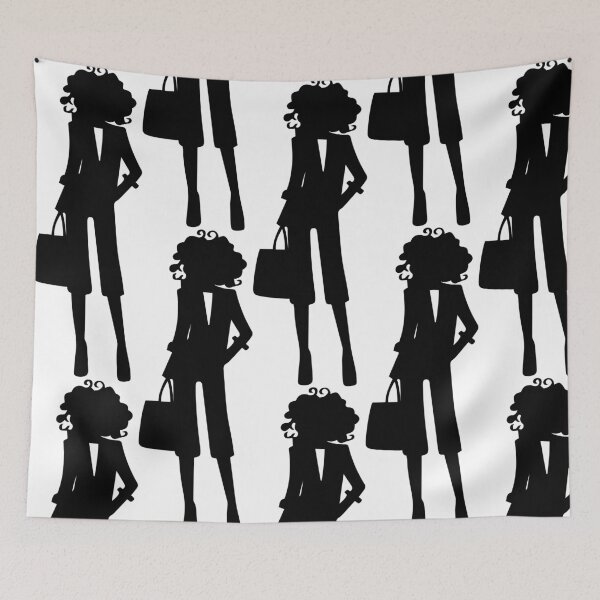 Item preview, silhouette of Woman curly hair wearing high heels , Standing pose holding a Briefcase designed and sold by ployaung.
