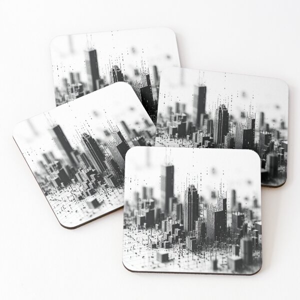 Item preview, Black pointillism monochromatic urban architecture designed and sold by Mobius Spot Collective.