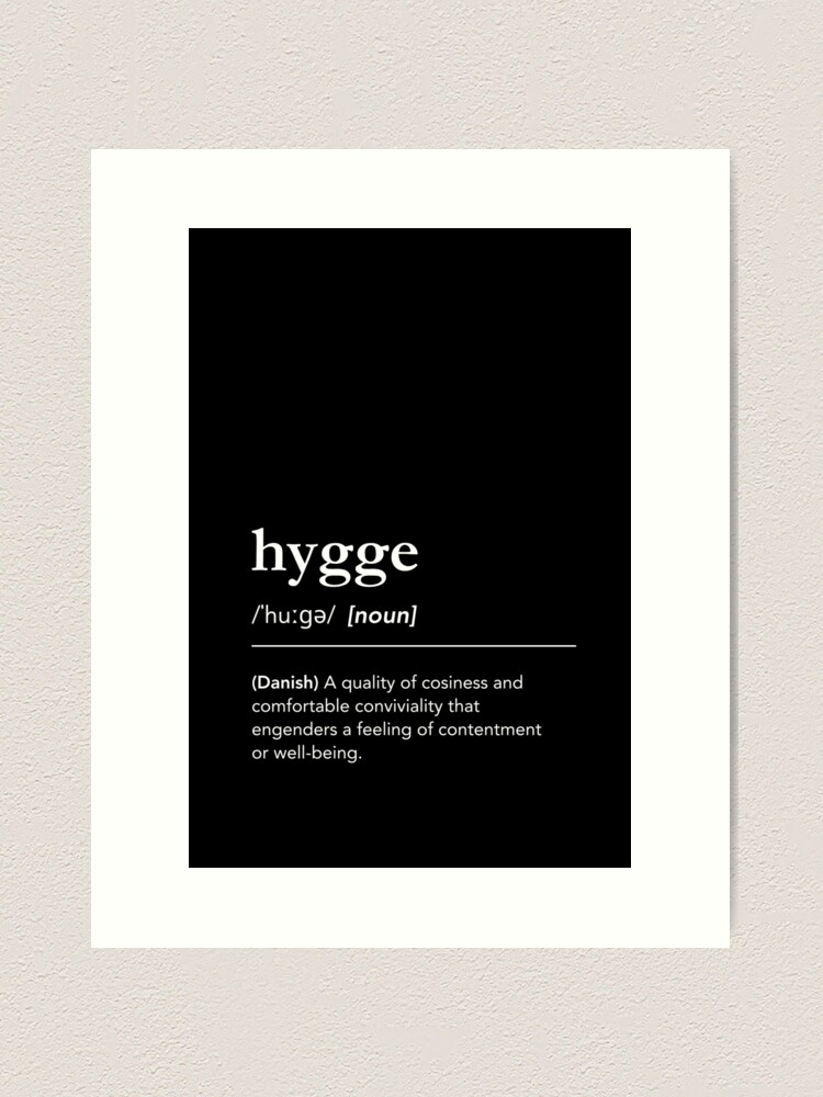 Thumbnail 2 of 3, Art Print, Hygge definition. Hygge meaning. Hygge pronunciation. Dictionary art black background. Danish words. Hygge feeling designed and sold by lagunaklein.