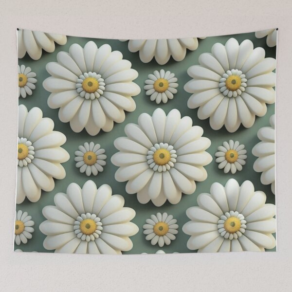 Item preview, 3D Retro Inspired White Sunflower Pattern designed and sold by Memituss.