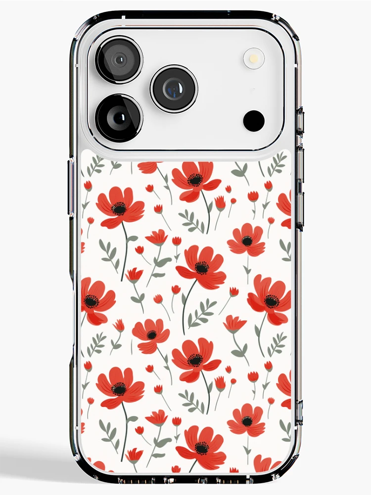 Thumbnail 1 of 5, iPhone Case, Red floral pattern designed and sold by TrPatternLab.