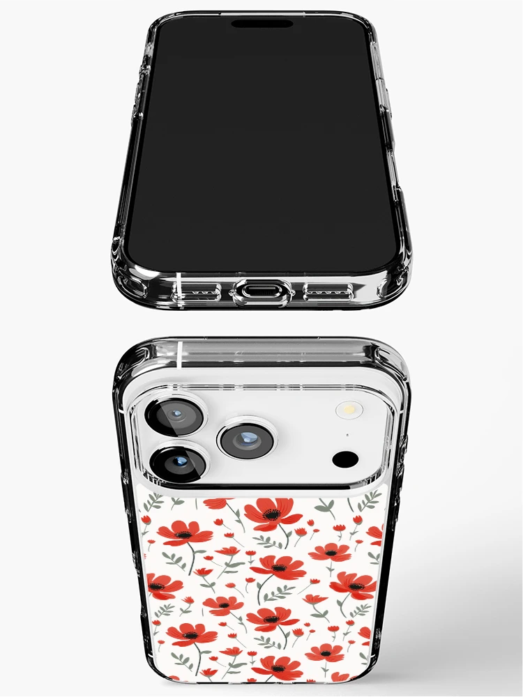 Thumbnail 3 of 5, iPhone Case, Red floral pattern designed and sold by TrPatternLab.