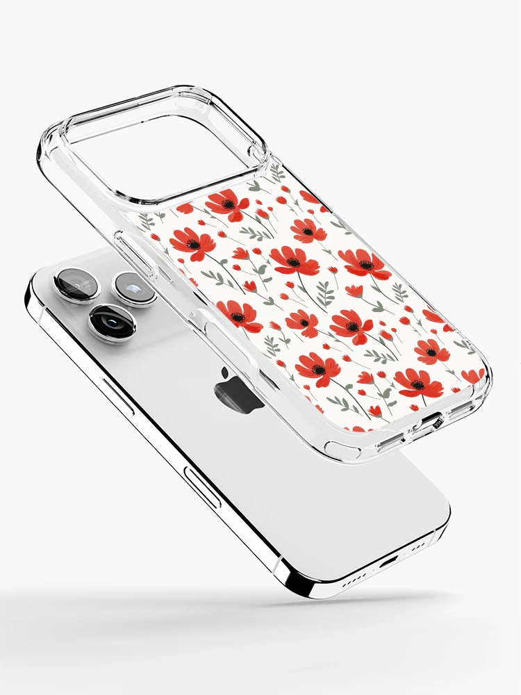Thumbnail 2 of 5, iPhone Case, Red floral pattern designed and sold by TrPatternLab.