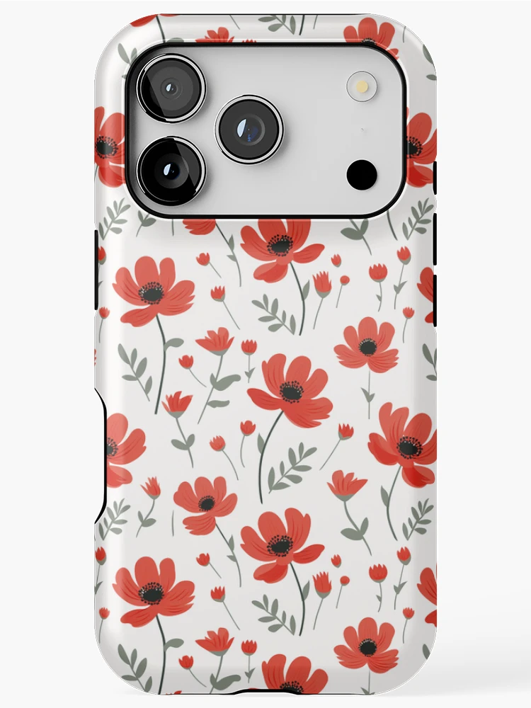 Thumbnail 1 of 4, iPhone Case, Red floral pattern designed and sold by TrPatternLab.