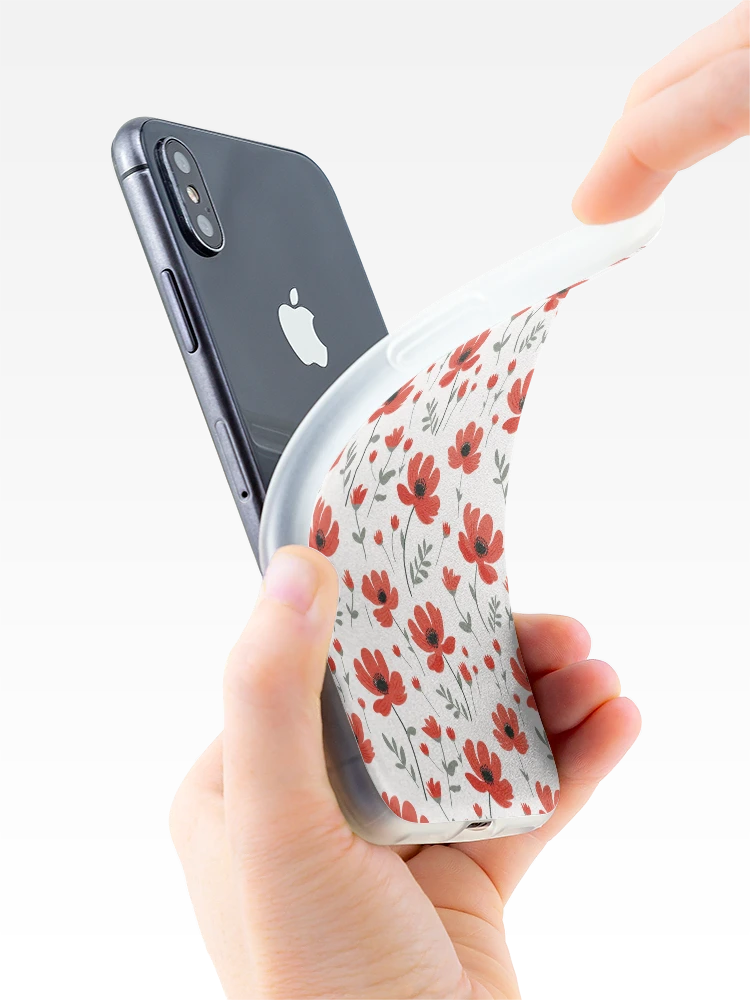 Thumbnail 4 of 5, iPhone Case, Red floral pattern designed and sold by TrPatternLab.