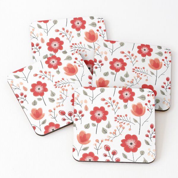 Item preview, Red floral pattern designed and sold by TrPatternLab.