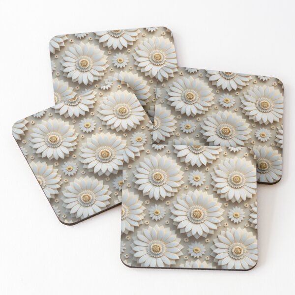 Item preview, 3D Retro Inspired White Sunflower Pattern designed and sold by Memituss.