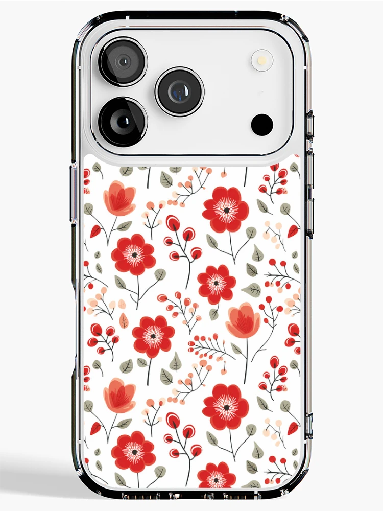 Thumbnail 1 of 5, iPhone Case, Red floral pattern designed and sold by TrPatternLab.