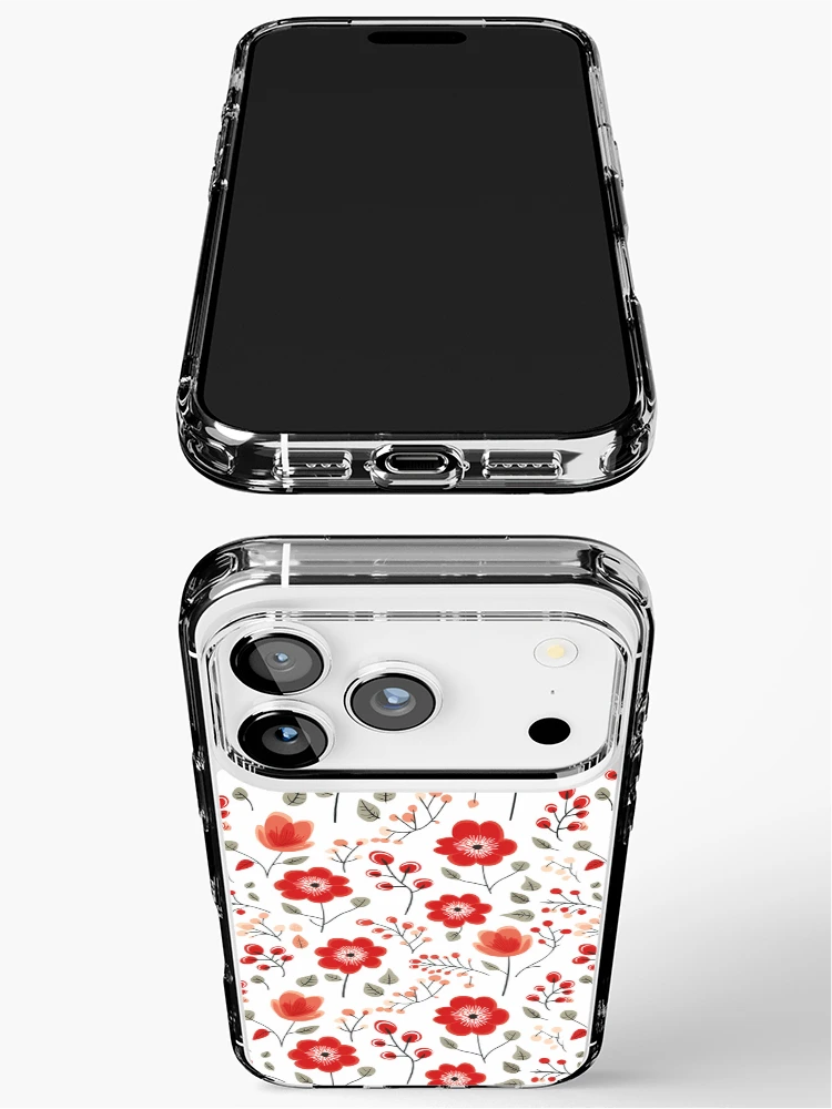 Thumbnail 3 of 5, iPhone Case, Red floral pattern designed and sold by TrPatternLab.