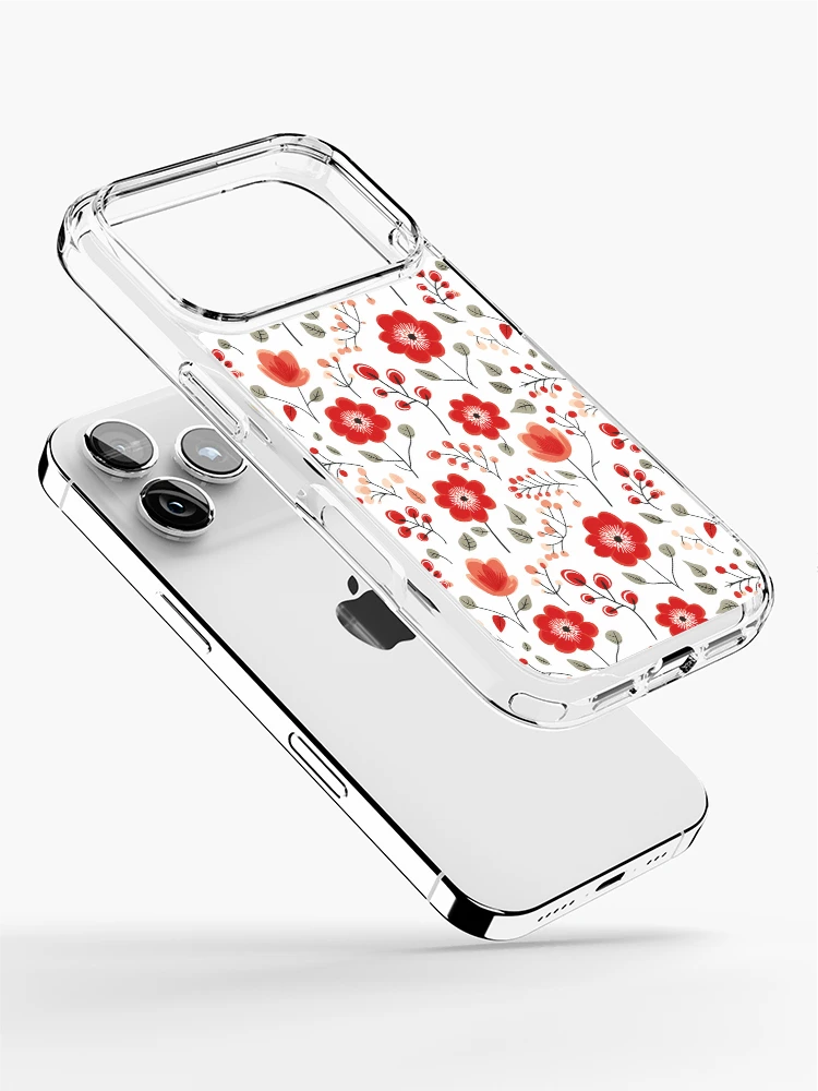 Thumbnail 2 of 5, iPhone Case, Red floral pattern designed and sold by TrPatternLab.