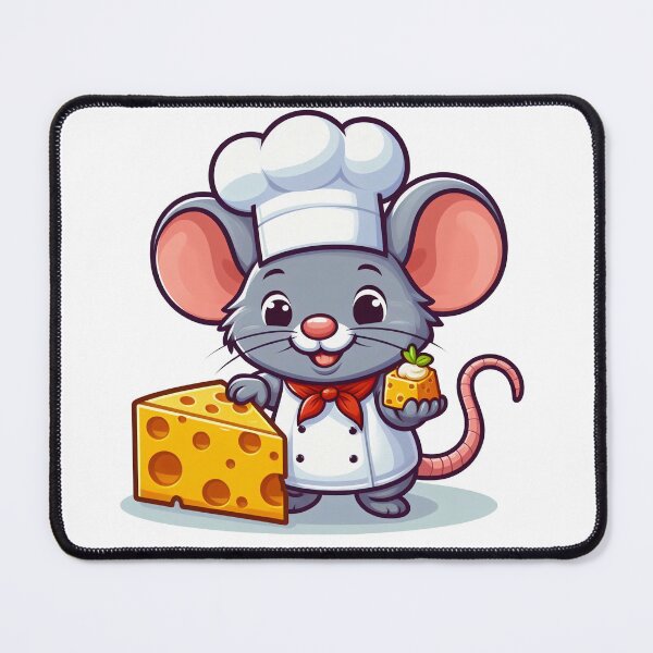 Item preview, mouse wearing chef costume eating cheese designed and sold by MzulhilmiZam.