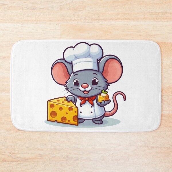 Item preview, mouse wearing chef costume eating cheese designed and sold by MzulhilmiZam.