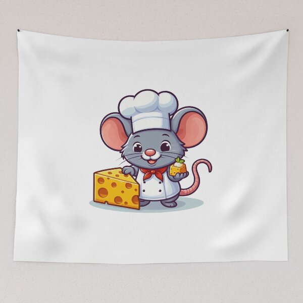 Item preview, mouse wearing chef costume eating cheese designed and sold by MzulhilmiZam.
