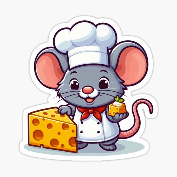 Item preview, mouse wearing chef costume eating cheese designed and sold by MzulhilmiZam.