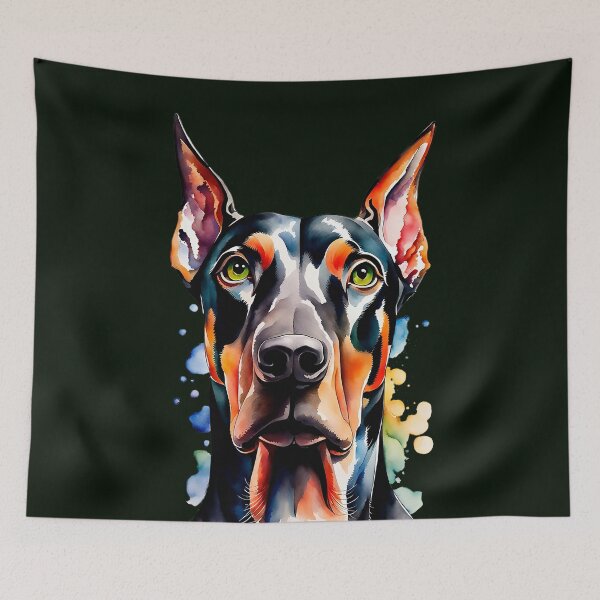 Item preview, Colorful Watercolor Whimsical Doberman Portrait designed and sold by anyasevchenko.