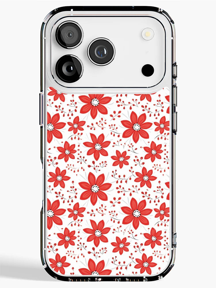 Thumbnail 1 of 5, iPhone Case, Red floral pattern designed and sold by TrPatternLab.