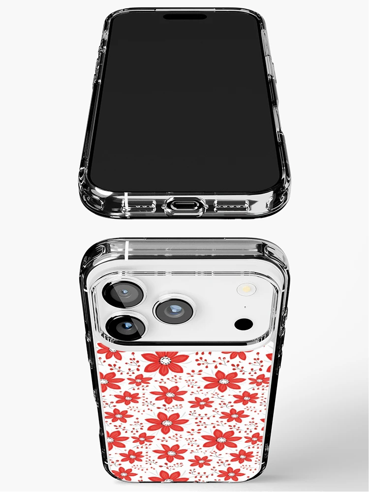 Thumbnail 3 of 5, iPhone Case, Red floral pattern designed and sold by TrPatternLab.