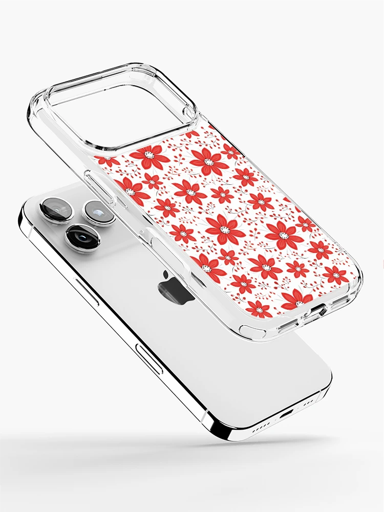 Thumbnail 2 of 5, iPhone Case, Red floral pattern designed and sold by TrPatternLab.