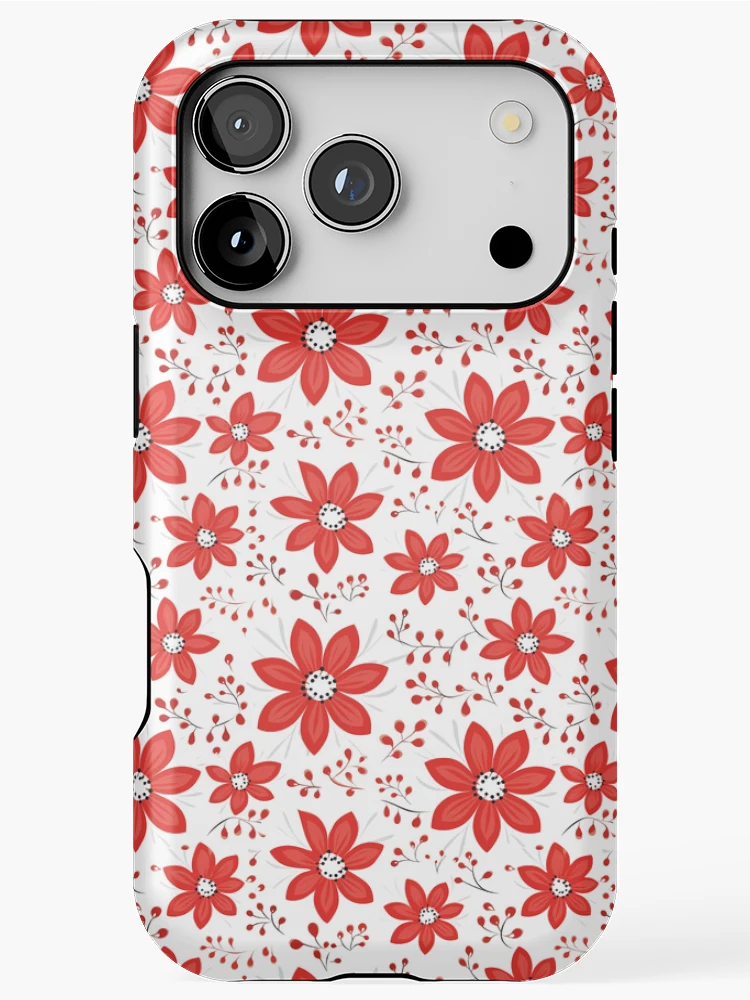 Thumbnail 1 of 4, iPhone Case, Red floral pattern designed and sold by TrPatternLab.