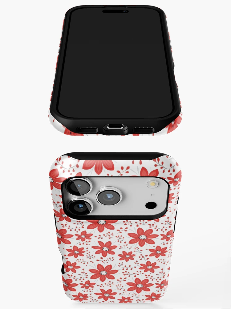 Thumbnail 3 of 4, iPhone Case, Red floral pattern designed and sold by TrPatternLab.