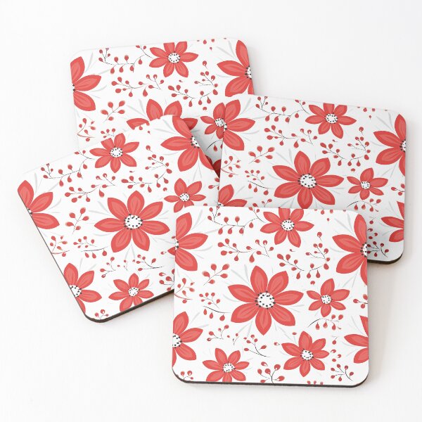 Item preview, Red floral pattern designed and sold by TrPatternLab.