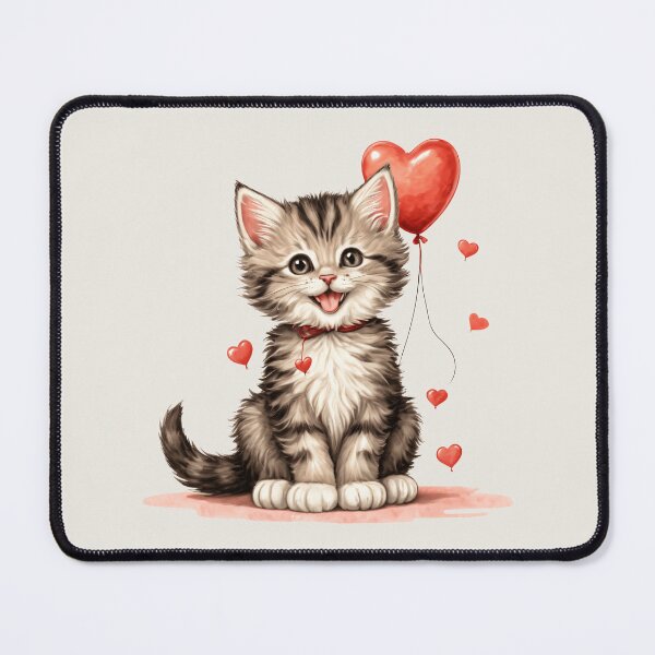 Item preview, Cute kitten with Hearts. Watercolor kitten love designed and sold by Zenalia.