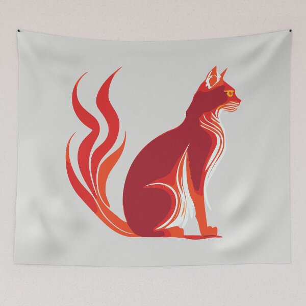 Item preview, the cat across the red fire designed and sold by Firas Aljazzar.