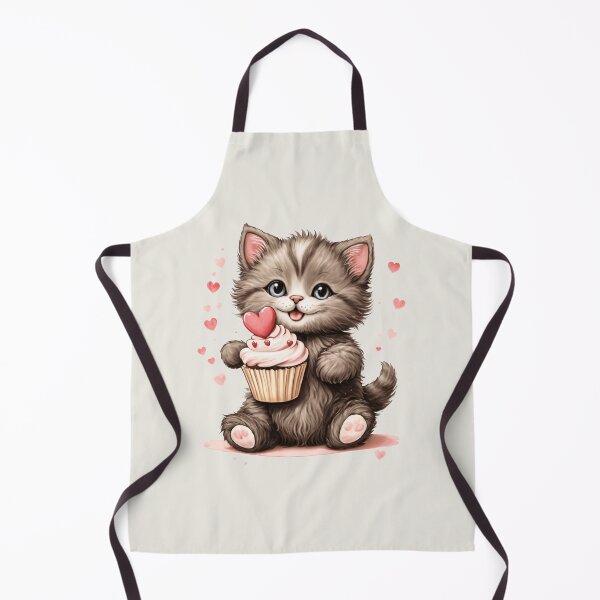 Item preview, Cute kitten with cake. Watercolor kitten with herats designed and sold by Zenalia.
