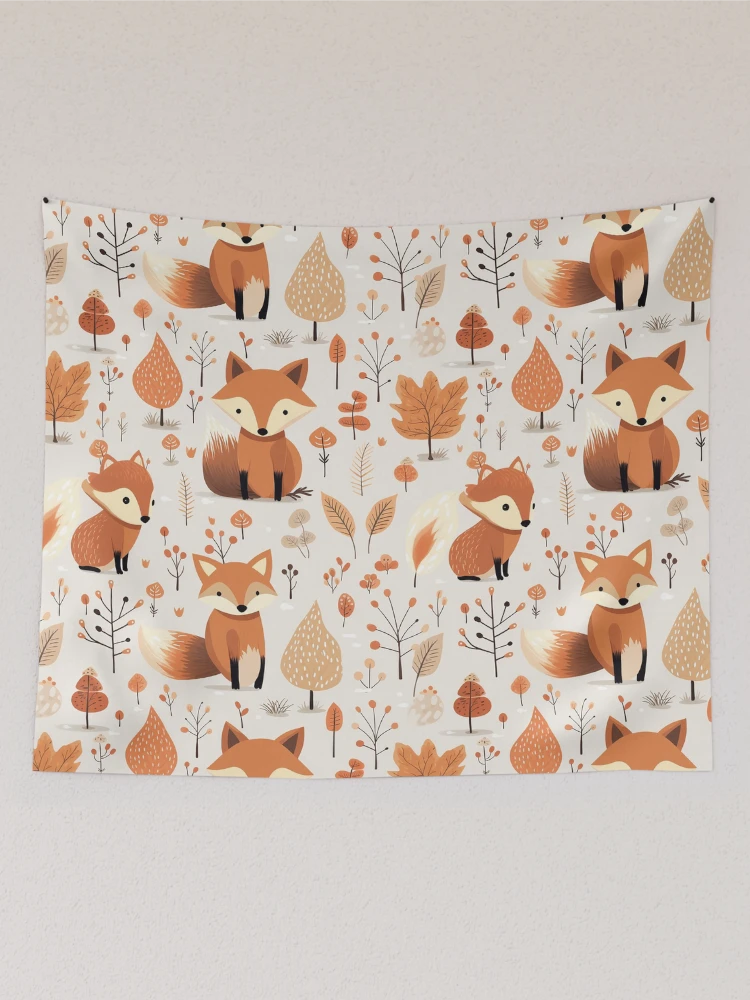 Thumbnail 2 of 3, Tapestry, Cute fox pattern designed and sold by TrPatternLab.