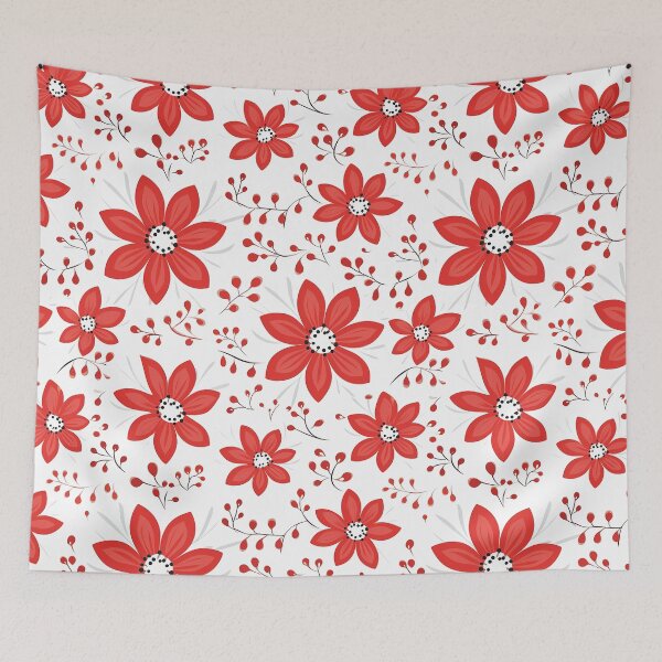 Item preview, Red floral pattern designed and sold by TrPatternLab.