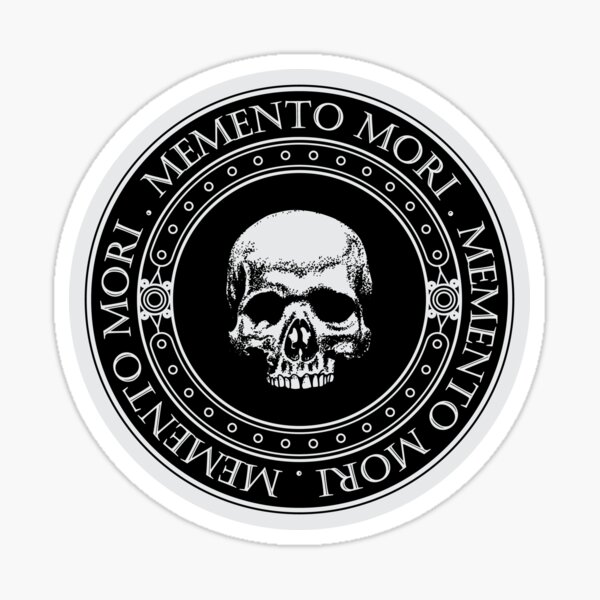 Item preview, Memento Mori III (Light b/g) - Memento Mori Art - Skeleton Skull Logo - Latin Phrase Quote designed and sold by WIZECROW.