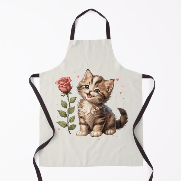 Item preview, Cute kitten with rose. Lovely kitty. Watercolor kitten with herats designed and sold by Zenalia.