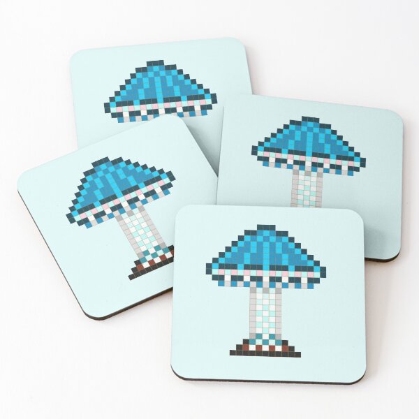 Item preview, Pixie Parasol Mushroom Pixel Painting On Light Blue Background designed and sold by CozyPixelFluff.