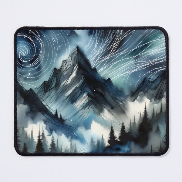 Item preview, Watercolour Abstract Mountains at Night designed and sold by Truck Stop One.