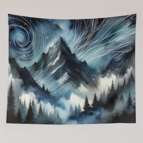 Item preview, Watercolour Abstract Mountains at Night designed and sold by Truck Stop One.