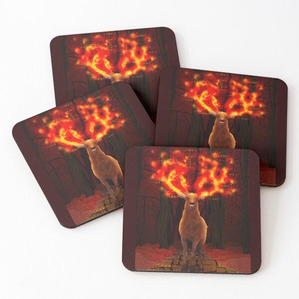 Item preview, Fire Deer in Desolate Woods designed and sold by KMH-Artwork.