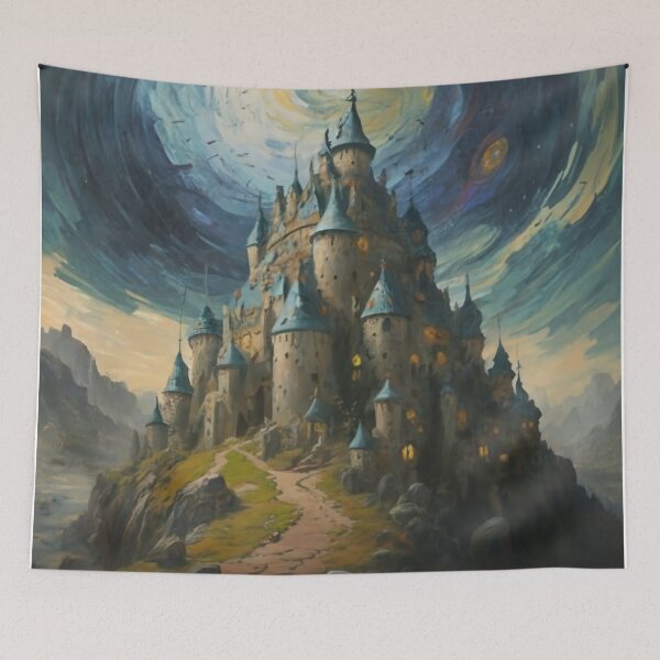 Item preview, Van Gogh style castle designed and sold by Gkate-art.