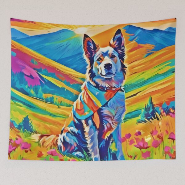 Item preview, Sunny Outdoor Dog Day: Colorful Painting designed and sold by Health And Fitness Posts e-Store.