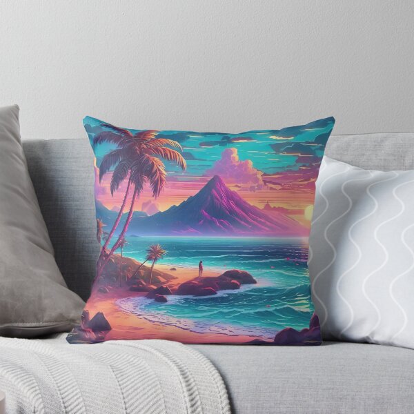 Item preview, Vaporwave seaside mountain landscape designed and sold by Tomi Robert.