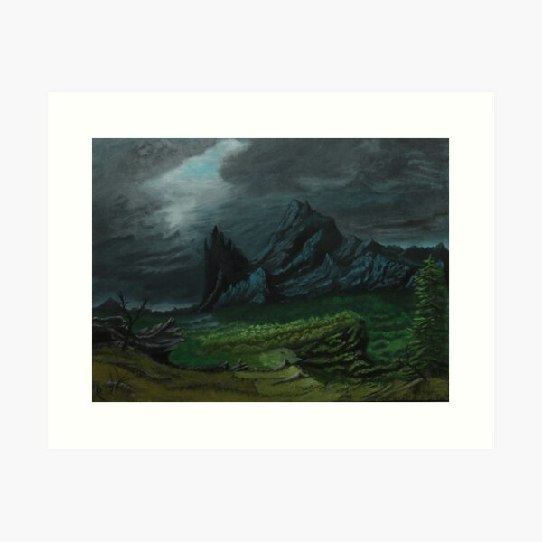 Original Oil Painting "Obsidian Peaks" Art Print