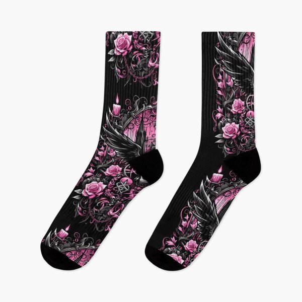 Item preview, Pink and black gothic print  designed and sold by SpookyCuties.