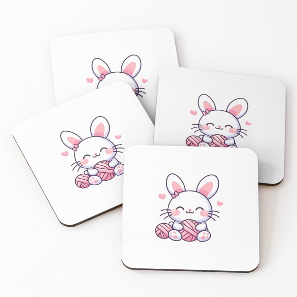 Item preview, Cute Crochet Kawaii Bunny With Yarn Pink White Happy designed and sold by Lelijo.