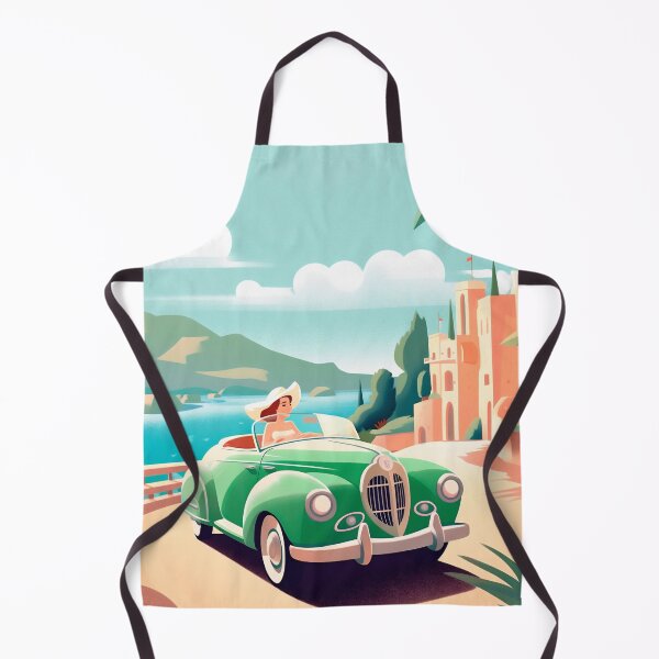 Artikelvorschau, Retro-Vintage-Illustration eines Mädchens in einem grünen Auto in Montecarlo entworfen und verkauft von GoldenTimesCafe.