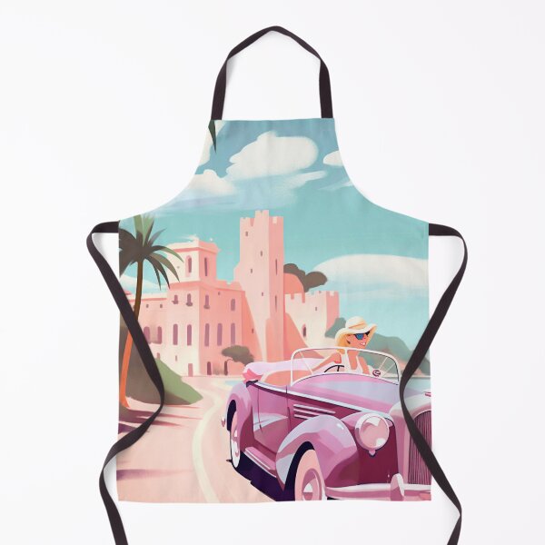 Artikelvorschau, Retro-Vintage-Illustration eines Mädchens in einem lila Auto an der Côte d'Azur entworfen und verkauft von GoldenTimesCafe.