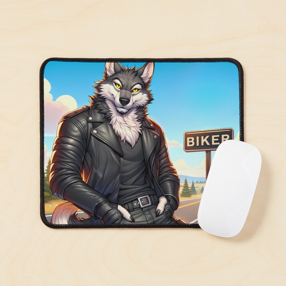 Leather Biker Wolf Anthro Furry Art