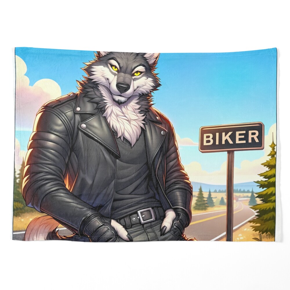 Leather Biker Wolf Anthro Furry Art