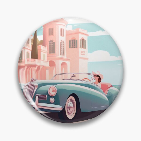 Artikelvorschau, Retro-Vintage-Illustration eines Mädchens in einem grünen Auto in Montecarlo entworfen und verkauft von GoldenTimesCafe.